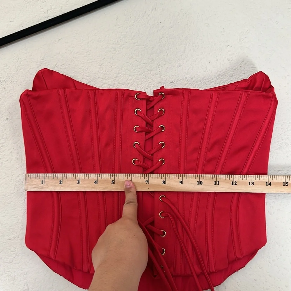 House Of‎ CB 'Genevieve' Scarlet Satin Lace Back Corset M NWOT